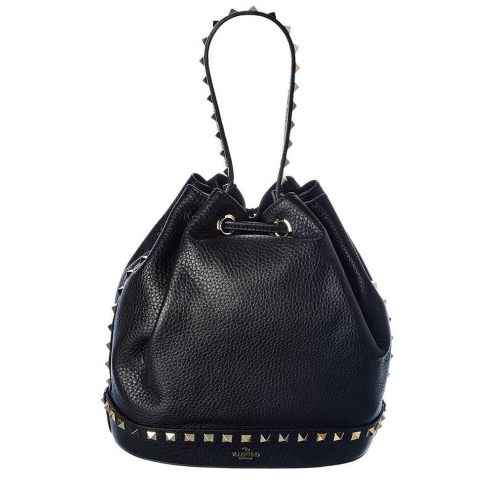 Valentino Rockstud Grainy Leather Bucket Bag, Black - Picture 2 of 4